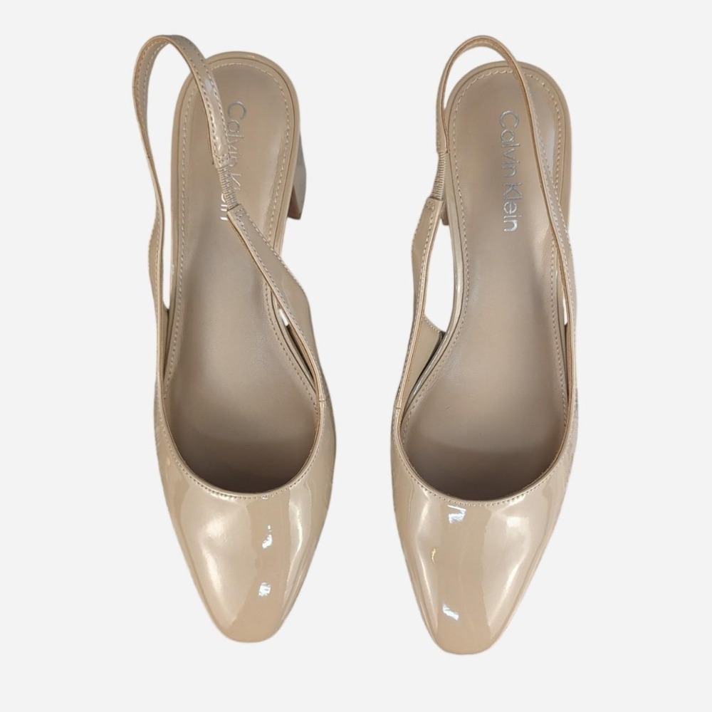 Calvin Klein Scarlet Slingback Pumps Nude Patent 7.5 - Picture 7 of 9